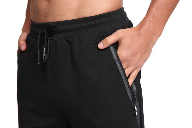 Tansozer Men's Lightweight Joggers Casual Slim Sweatpants Track Pants with Zipper Pockets (Black, X-Large) - Image 4